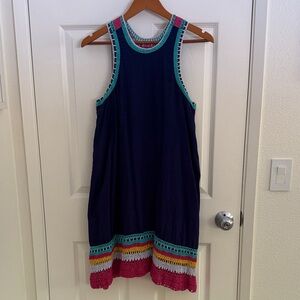 Navy Dress with Colorful Crochet Hem
